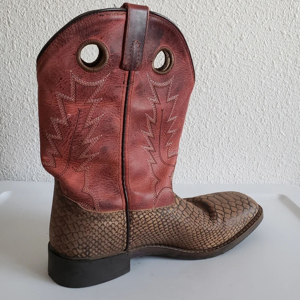 #Smoky Mountains Mens Western Rodeo Farm Cowboy Square Leather Boots